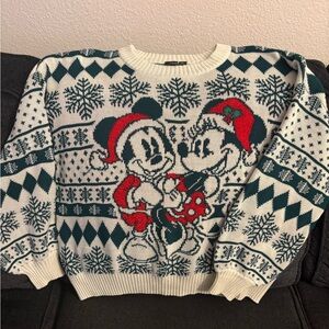 Disney Mickey Mouse Cream and Green Sweater